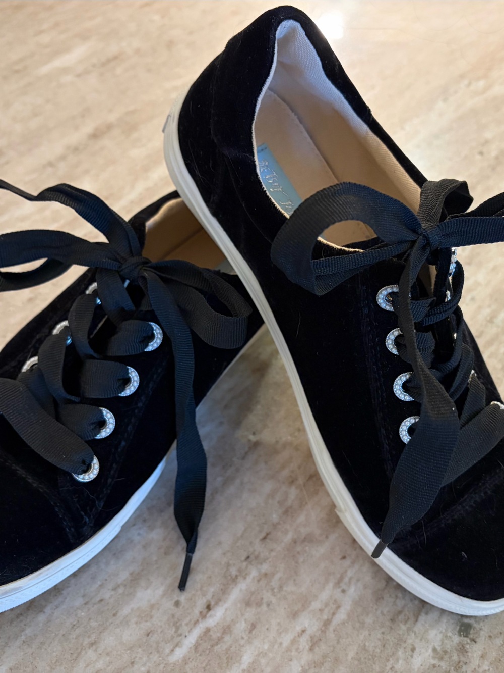 Black Velvet Lace-Up Women’s Sneakers- Betsy Johnson